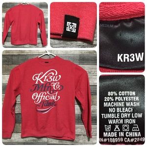 KR3W sweatshirt men’s M red crew neck pull over